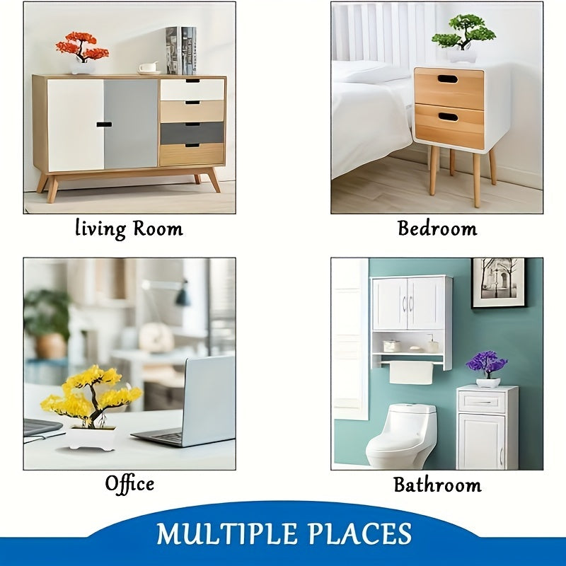 Uy ofis dekoratsiyasi va sovgʻalar uchun plastik sement pot bilan sunʼiy bonsai daraxti