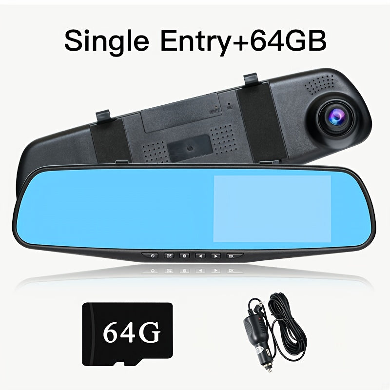 1080P HD Dash Cam with Night Vision and Rear Camera 64GB Storage Parking Monitoring