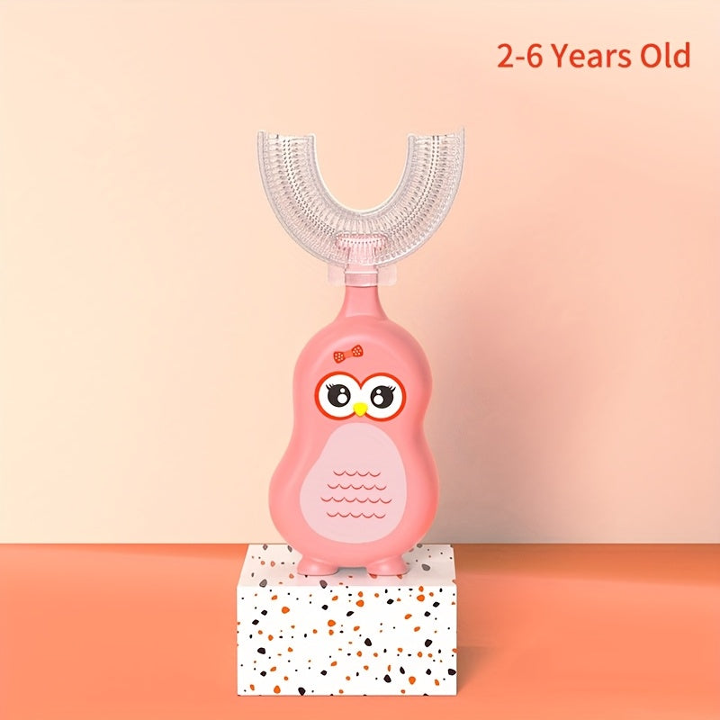 Зубная щетка с мультяшным дизайном, U-образной головкой и мягкой щетиной