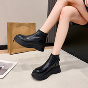 Women's Winter Boots Leather Wide Width Nonslip Zipper Fashion