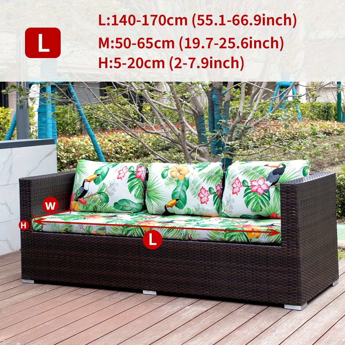 Набор чехлов для подушек для уличного дивана с богемским принтом животных, листьев и цветов