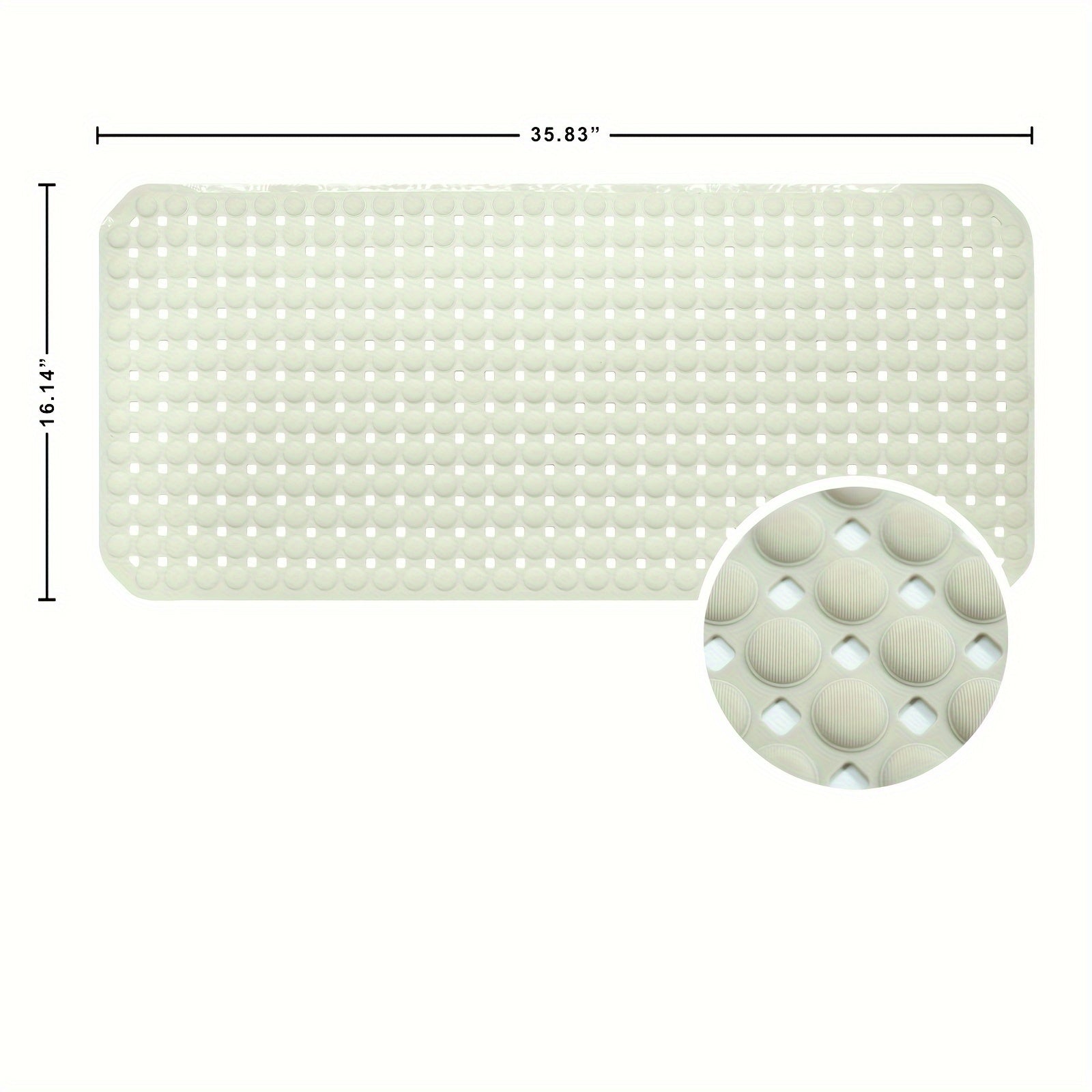 Alfombra antideslizante para bañera de PVC gris claro con ventosas y orificios de drenaje