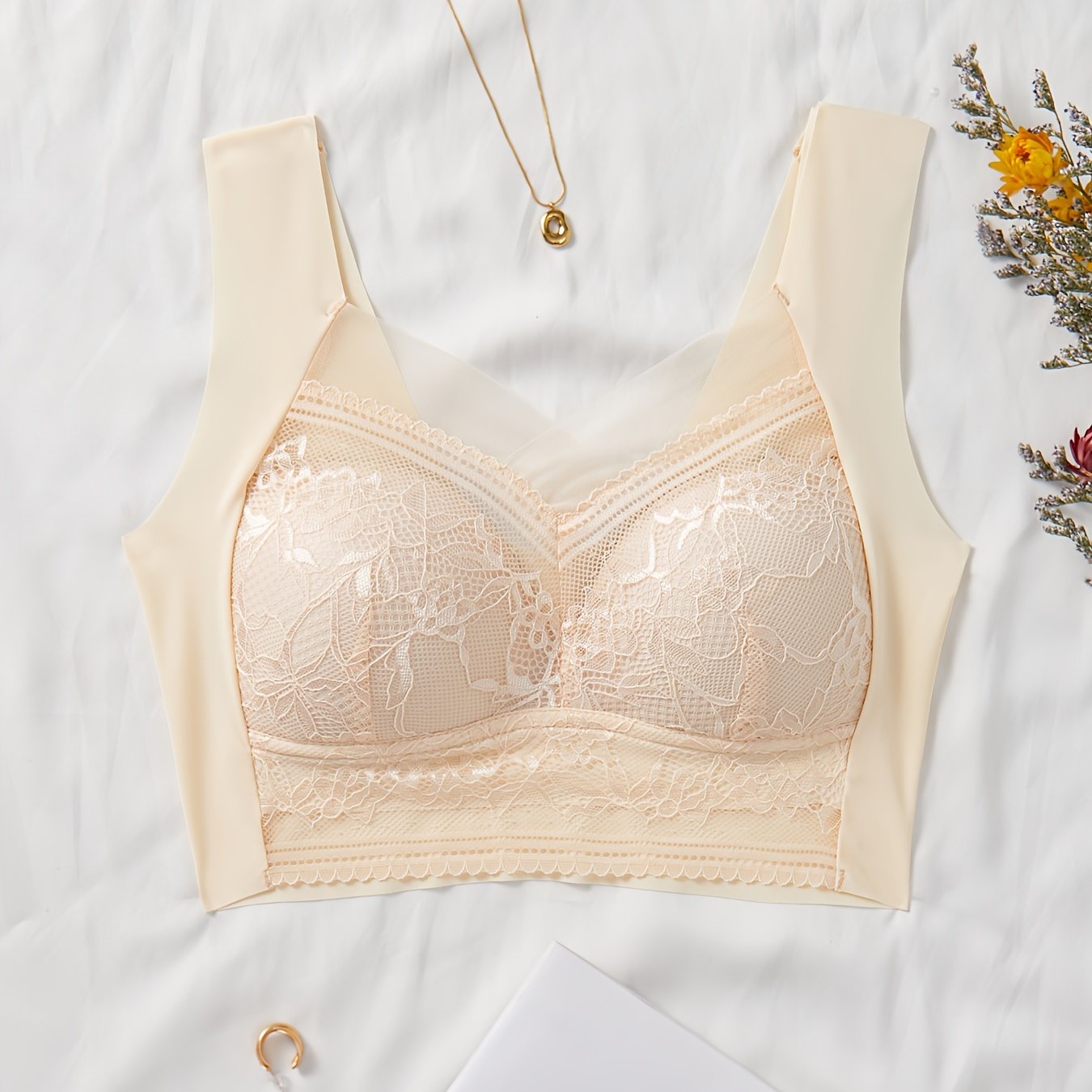 Women's Lace Wireless Full Coverage Bra Breathable Comfortable Lingerie