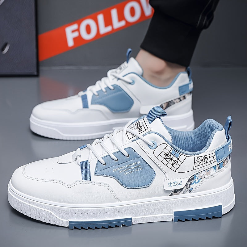 Men's Casual Skate Shoes Non-Slip Lace-Up Low Top PU Canvas All-Season