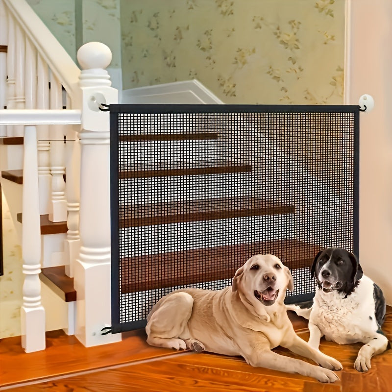 Synthetic Pet Safety Barrier for Dogs and Cats Indoor Mesh Fence Non-Drill Installation