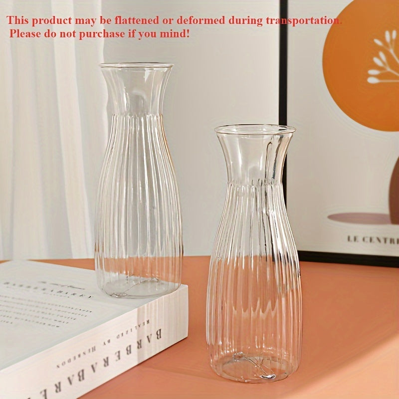 Boho Style Clear Plastic Vase Cylinder Shape Home Decor No Electricity