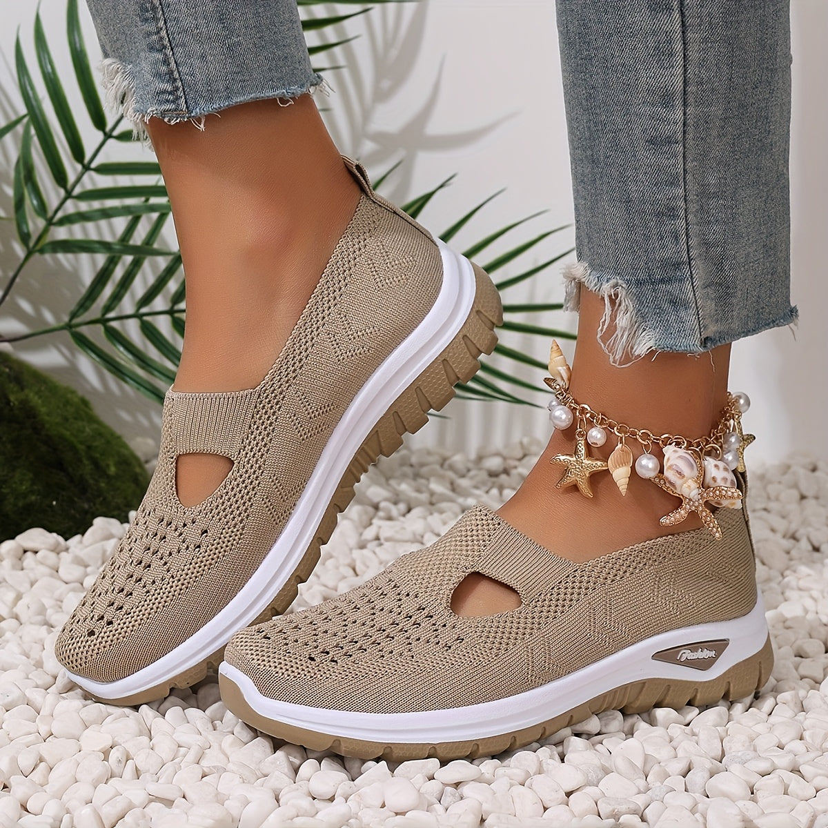 Zapatillas casuales para mujer de malla transpirable, ligeras y planas