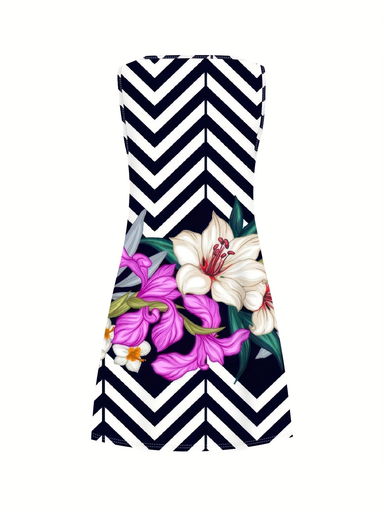 Plus Size Women's A-Line Dress Geometric Chevron Floral Lightweight Summer Casual