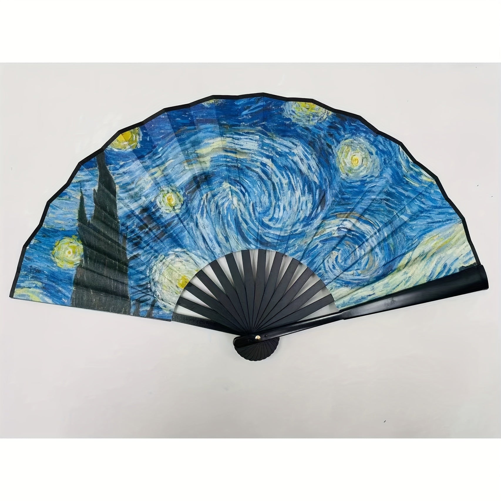 "Zarif Landshaft Printi bilan Qo'l Ventilyatori, Raqqoslik Ko'rsatmalari va Cheongsam Kiymak Uchun Mukammal, Yuqori Sifatli Bosma va Egiluvchan Dizayn"