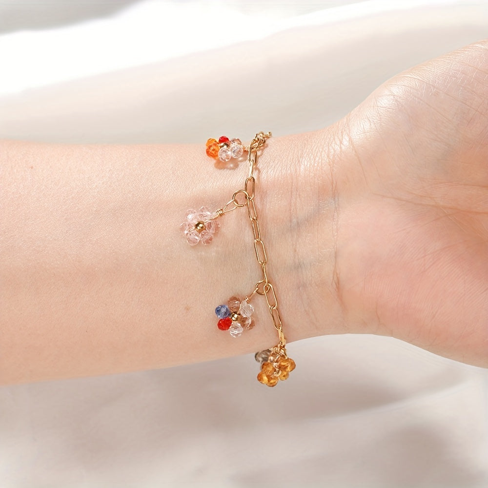 Набор из 20 ярких страз и искусственных жемчужных цветочных подвесок из нержавеющей стали для создания ручных ожерелий и браслетов