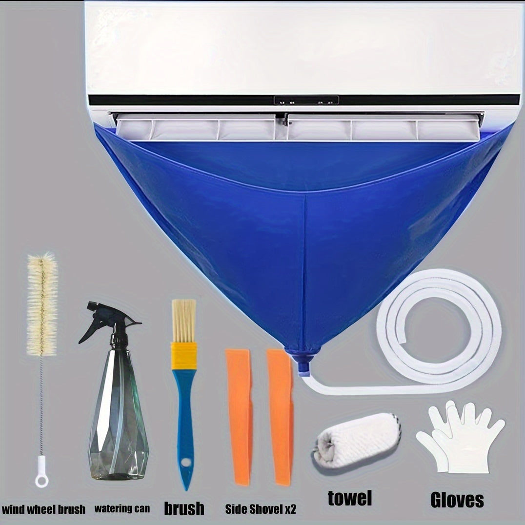 Air Conditioning Cleaning Hood Set 8 Pieces Waterproof Reusable 95cm with Drainage Pipe