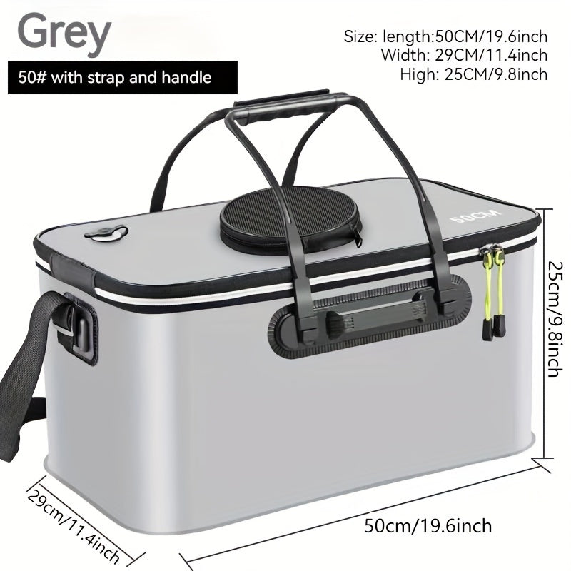 Waterproof EVA Fishing Gear Bag with Collapsible Live Fish Bucket and Tackle Storage