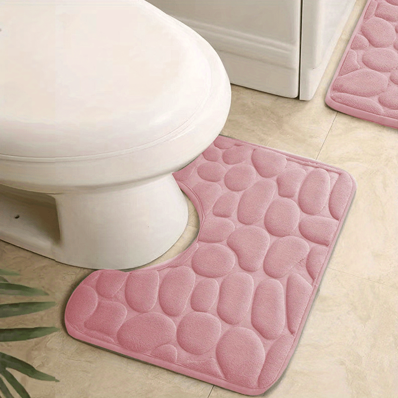U-Shaped Foam Bath Rug Non-Slip Absorbent Washable Bathroom Decor