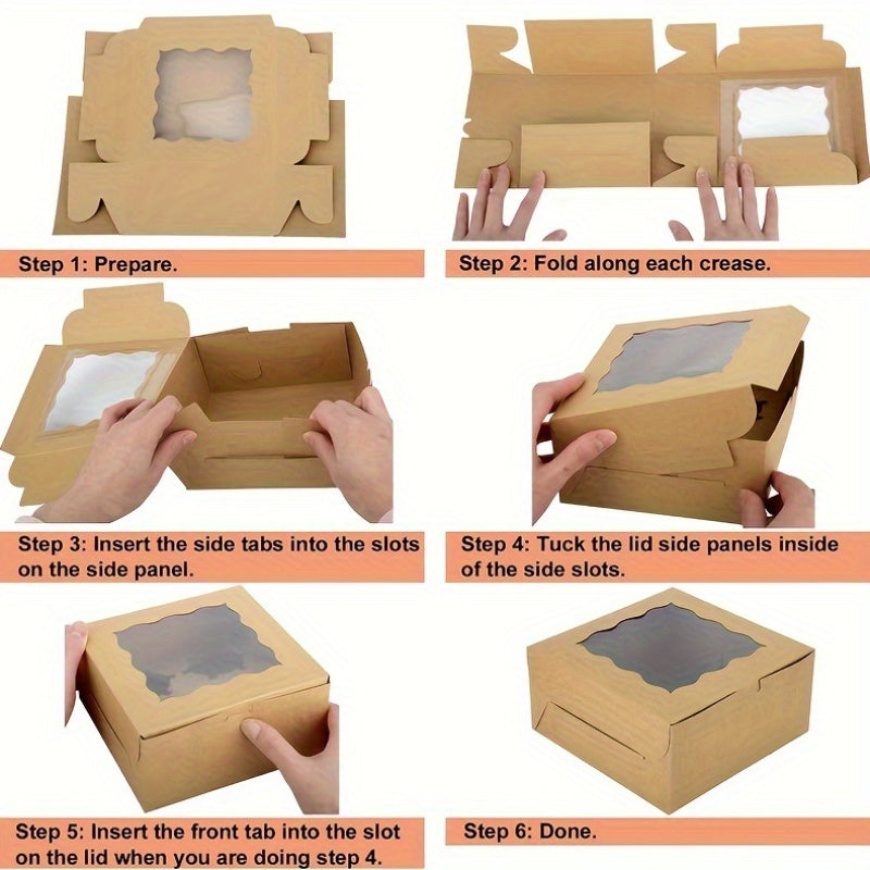 Box of 30 Brown Bakery Boxes with Windows for Cookies Cakes and Macarons