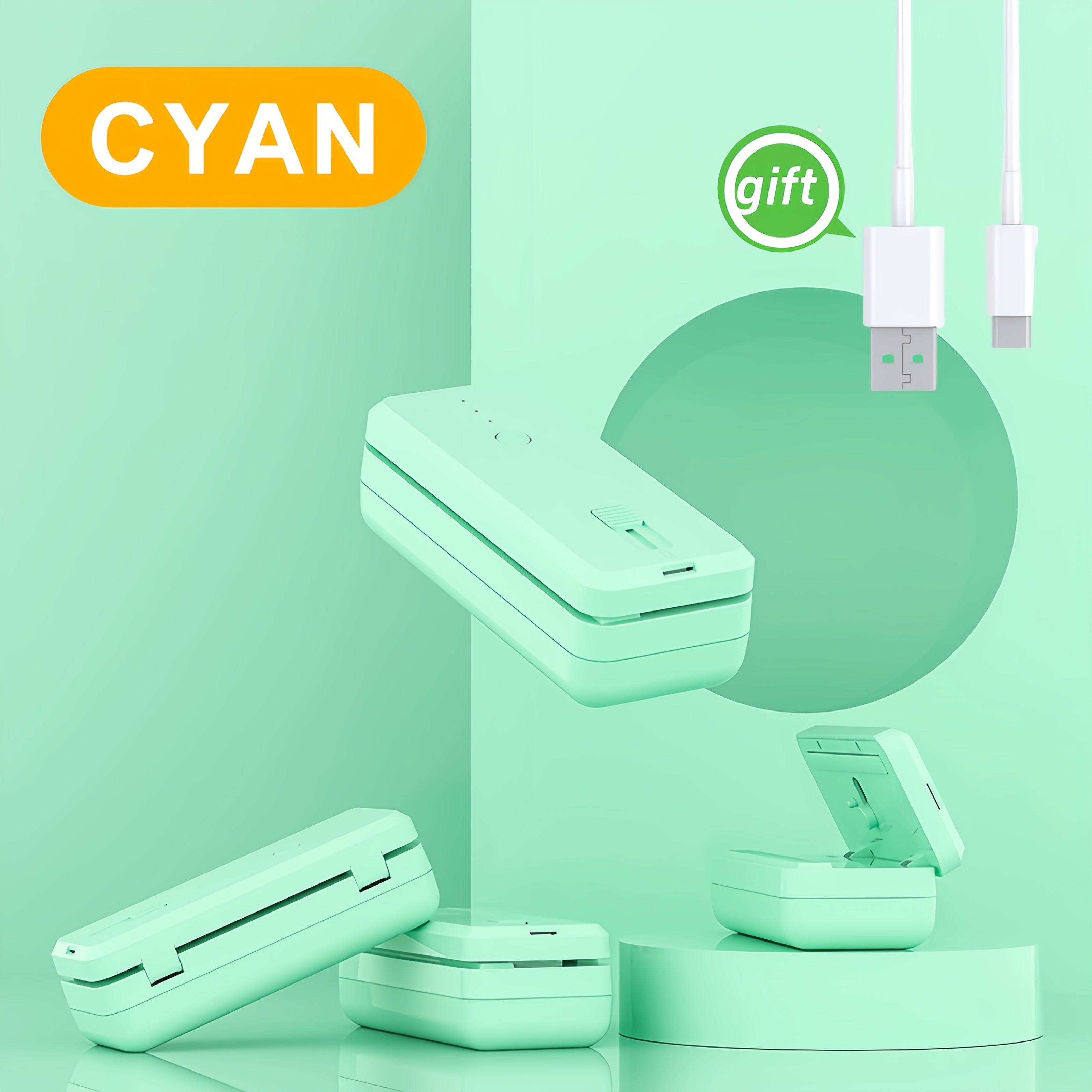 Portativ yopishtiruvchi mashina 1300mAh USB qayta to'ldiriladigan atıştırıcı va plastik paket yopishtiruvchi