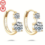 Women's Silver Earrings with Moissanite Stones 6.5mm and 4mm GRA Certified