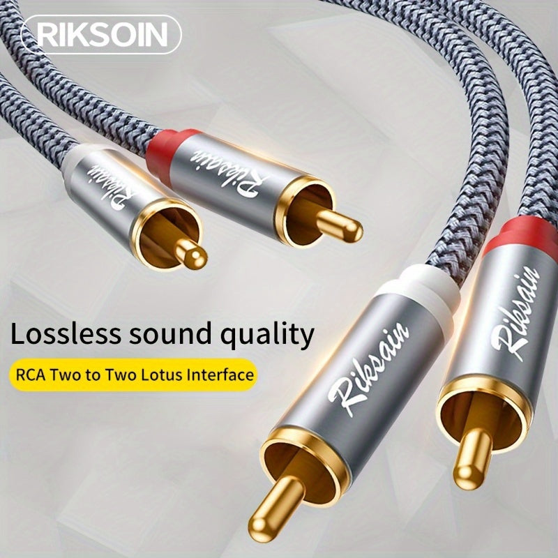 2-RCA Male to Male Shielded Audio Cable Nylon Braided 10ft for HDTV Home Theater Gaming