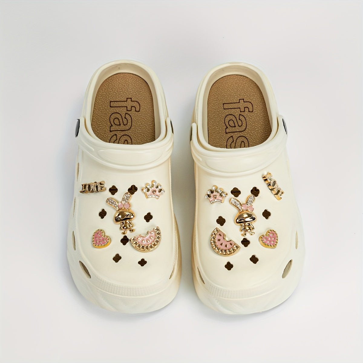 Women's Watermelon and Rabbit Charms Platform Clogs EVA Sandals