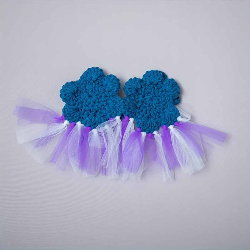 Crochet Mermaid Tail Baby Photography Prop Set for Infants and Toddlers with Adjustable Headband and Starfish Clip