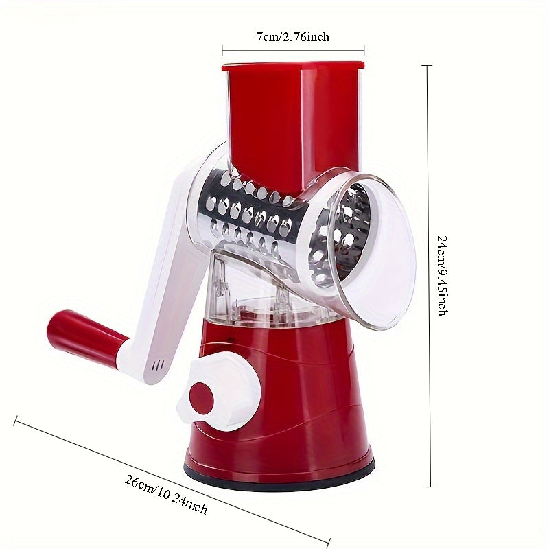 3-in-1 Manual Food Grater with Replaceable Blades for Cheese Vegetables Fruits