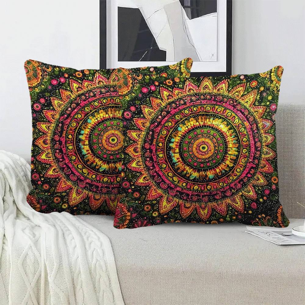 Bohemian Mandala Flannel Pillow Covers Set 45.72 cm Decorative Cushion Cases