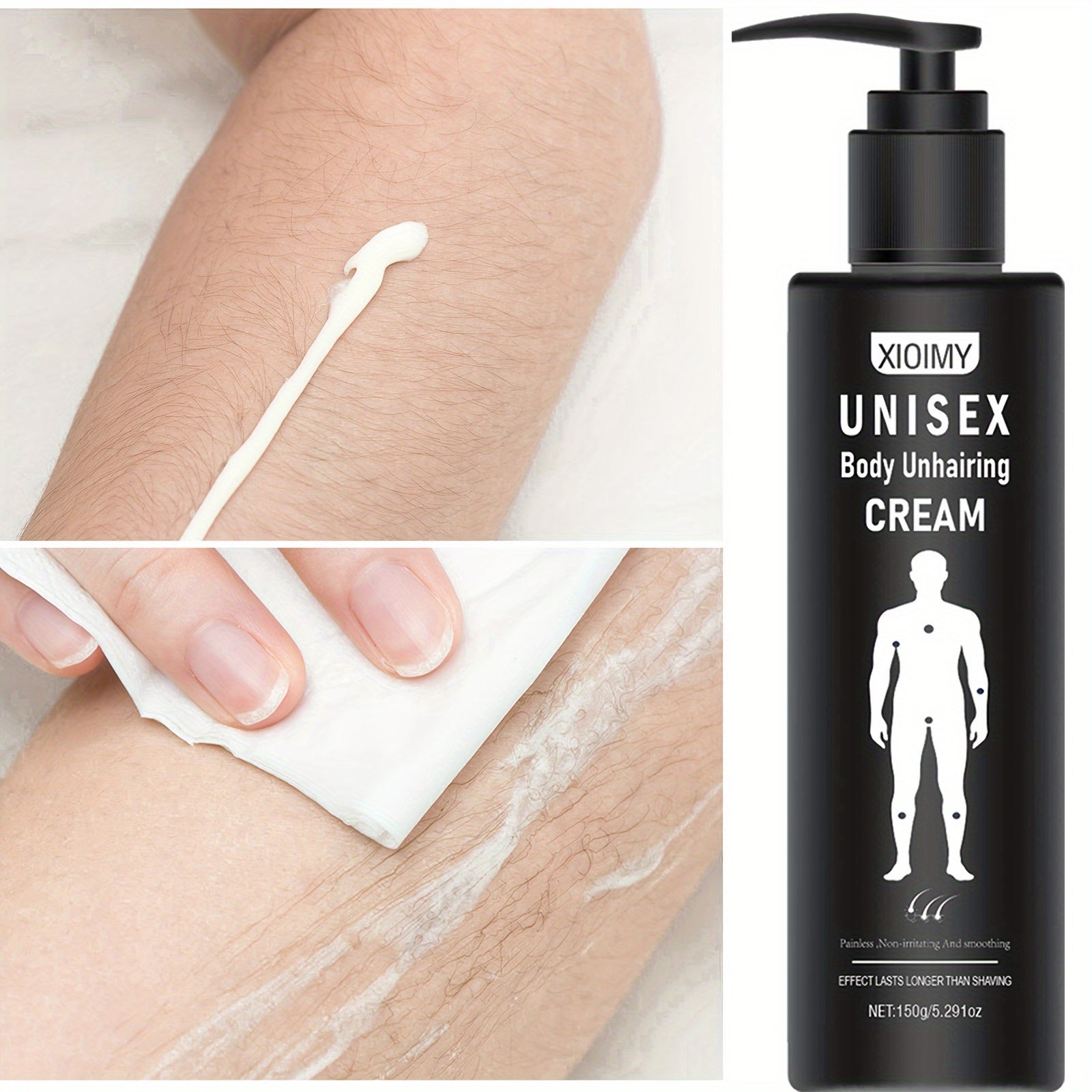 5.291 Oz Erkaklar uchun Soch Olib Tashlash Kremi, Yumshoq, Og'riqsiz, O'simlik Ekstraktlari, Barcha Teri Turlari Uchun Mos, Lablar, Qo'ltiq, Maxfiy Qism, Ko'krak, Oyoq, Qo'llar va H.k.