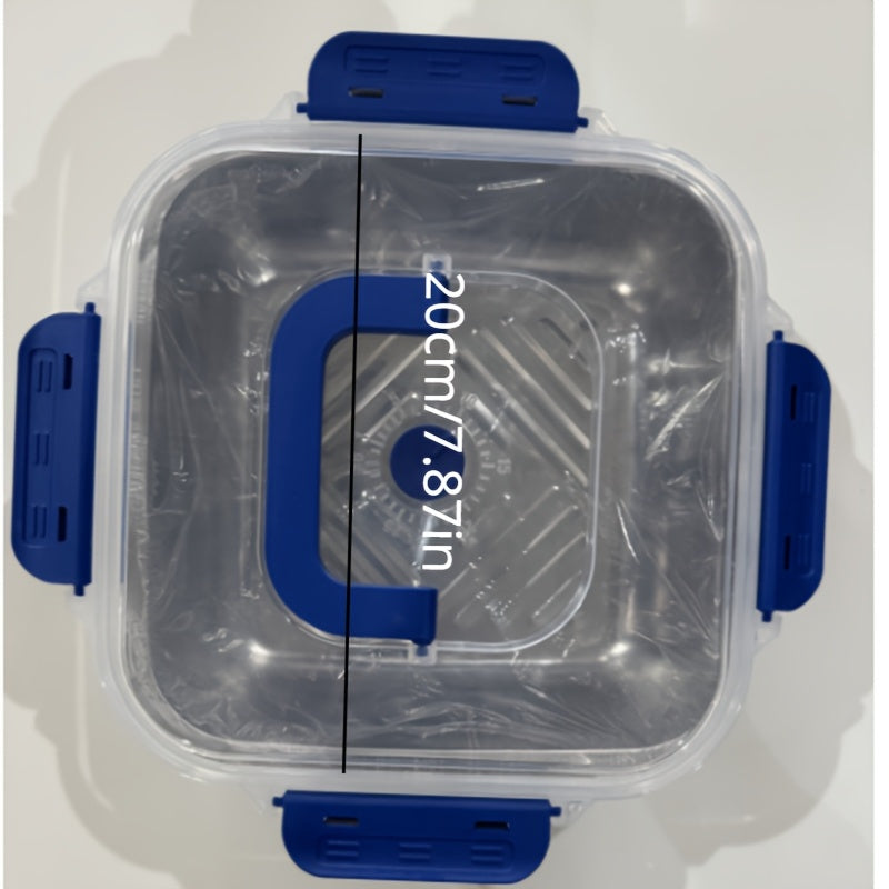 Large Stainless Steel Food Storage Container 1800ml Leakproof Reusable Blue Lid