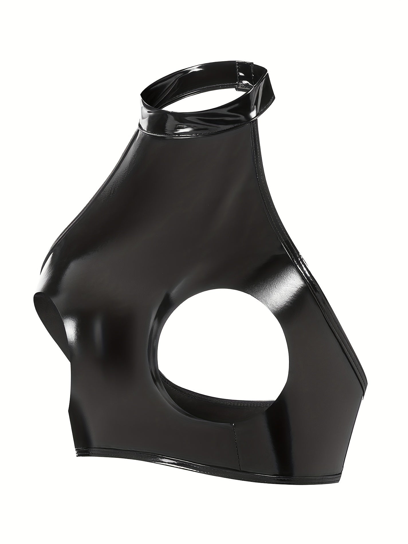 Women's High Gloss Patent Leather Open Chest Fun Bra Large Size