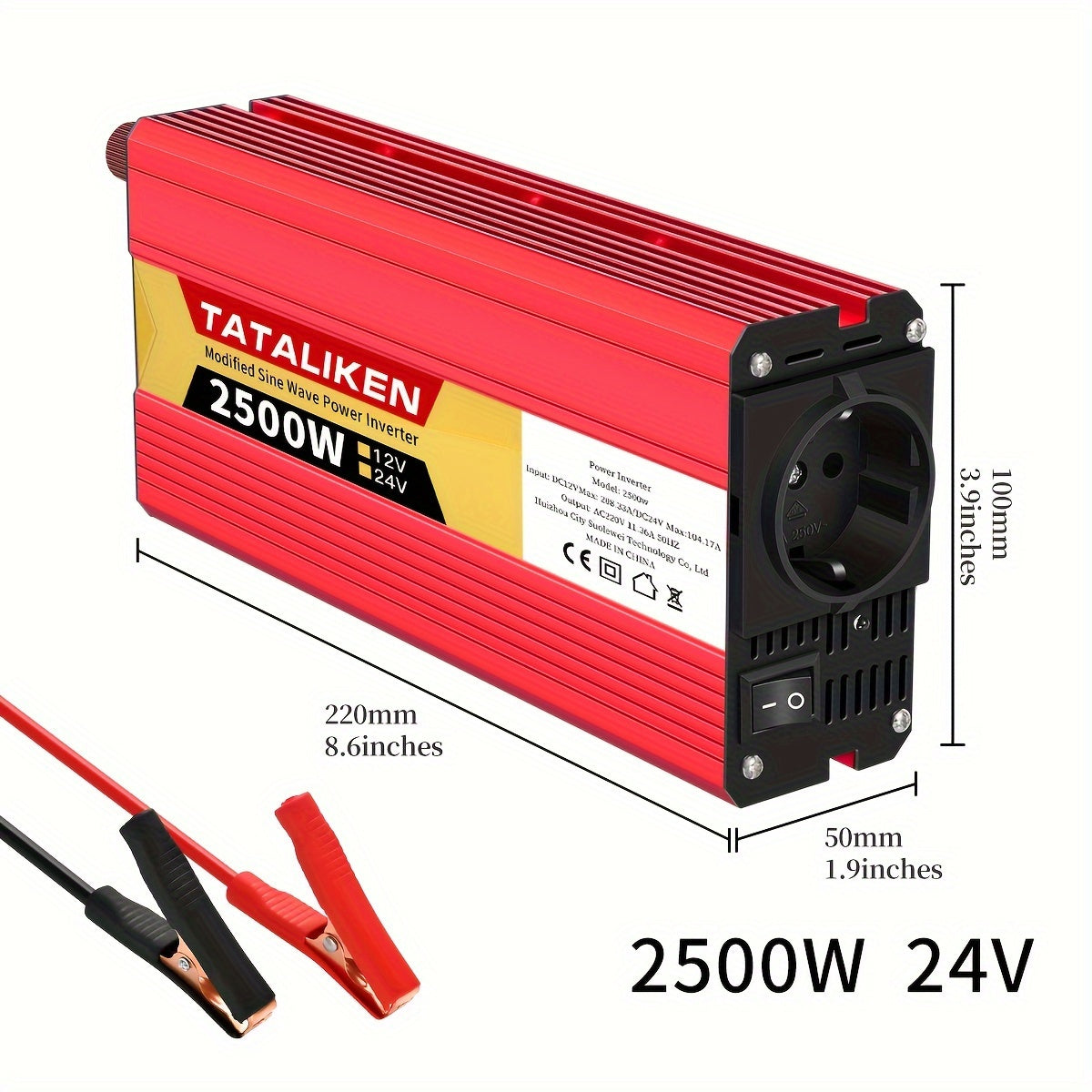 Inversor de coche de alta potencia de 12V a 220V 2500W 600W para cargar teléfonos y tablets