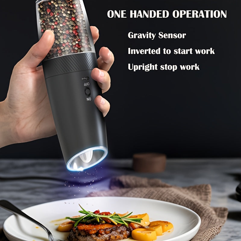 Gravity sensor switch, LED yoritgich, USB zaryadlash, 5000rpm motor, qora va oq rangda, katta hajmli, bir qoʻl bilan oson boshqariladigan qayta zaryadlanadigan elektr murch grinder to'plami.