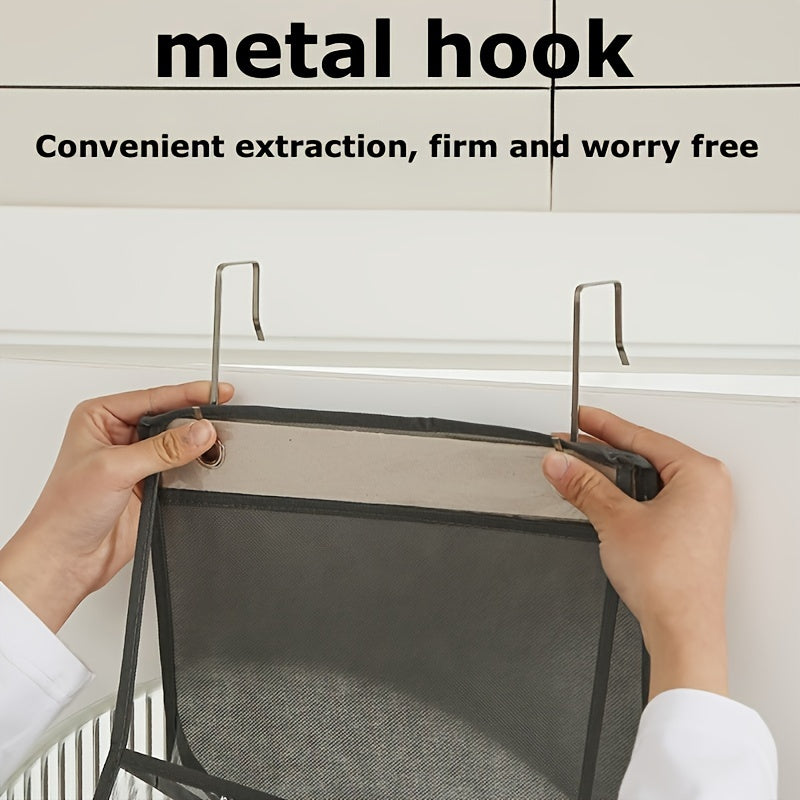 Hanging Organizer with 6 Tiers Transparent Pockets Foldable Fabric for Bedroom Bathroom Kitchen RV