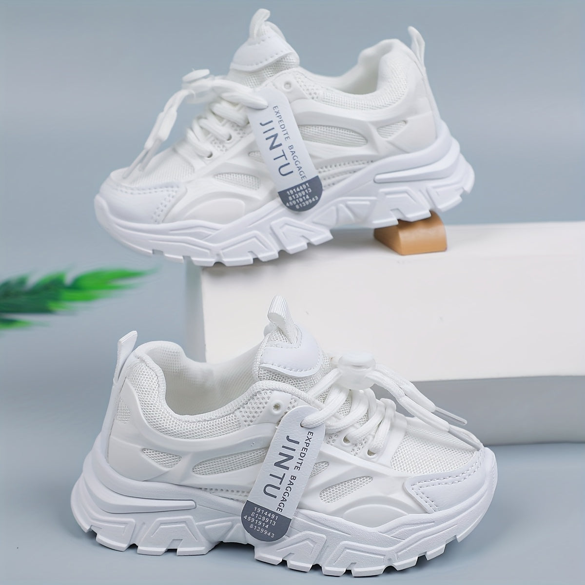 Girls White Mesh Sneakers for Casual Running All-Season with Rubber Sole
