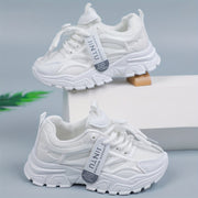 Girls White Mesh Sneakers for Casual Running All-Season with Rubber Sole