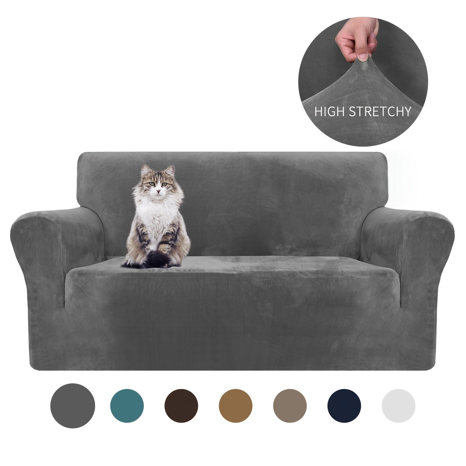 Velvet Sofa Cover Elastic Bottom All Seasons Pet Scratch Protection