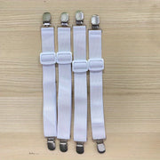 White Adjustable Bed Sheet Fasteners with Anti-Slip Buckles for Sofa and Tablecloths