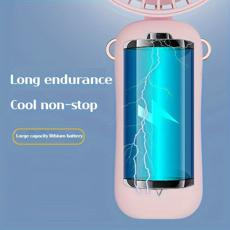 Портативный ручной вентилятор для женщин с подвесным шнурком, регулируемая скорость, компактный и удобный дизайн, поворотная подставка на 90 градусов, идеально подходит для летних поездок, оставайтесь в прохладе весь сезон с LED-дисплеем.