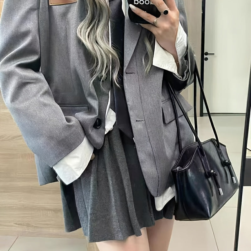 Bolso de hombro para mujer de cuero sintético negro con base dura y gran capacidad