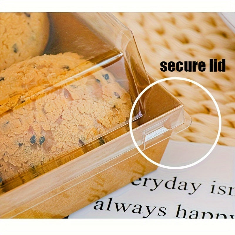 Cajas de papel kraft cuadradas con tapas transparentes para pasteles, galletas y postres