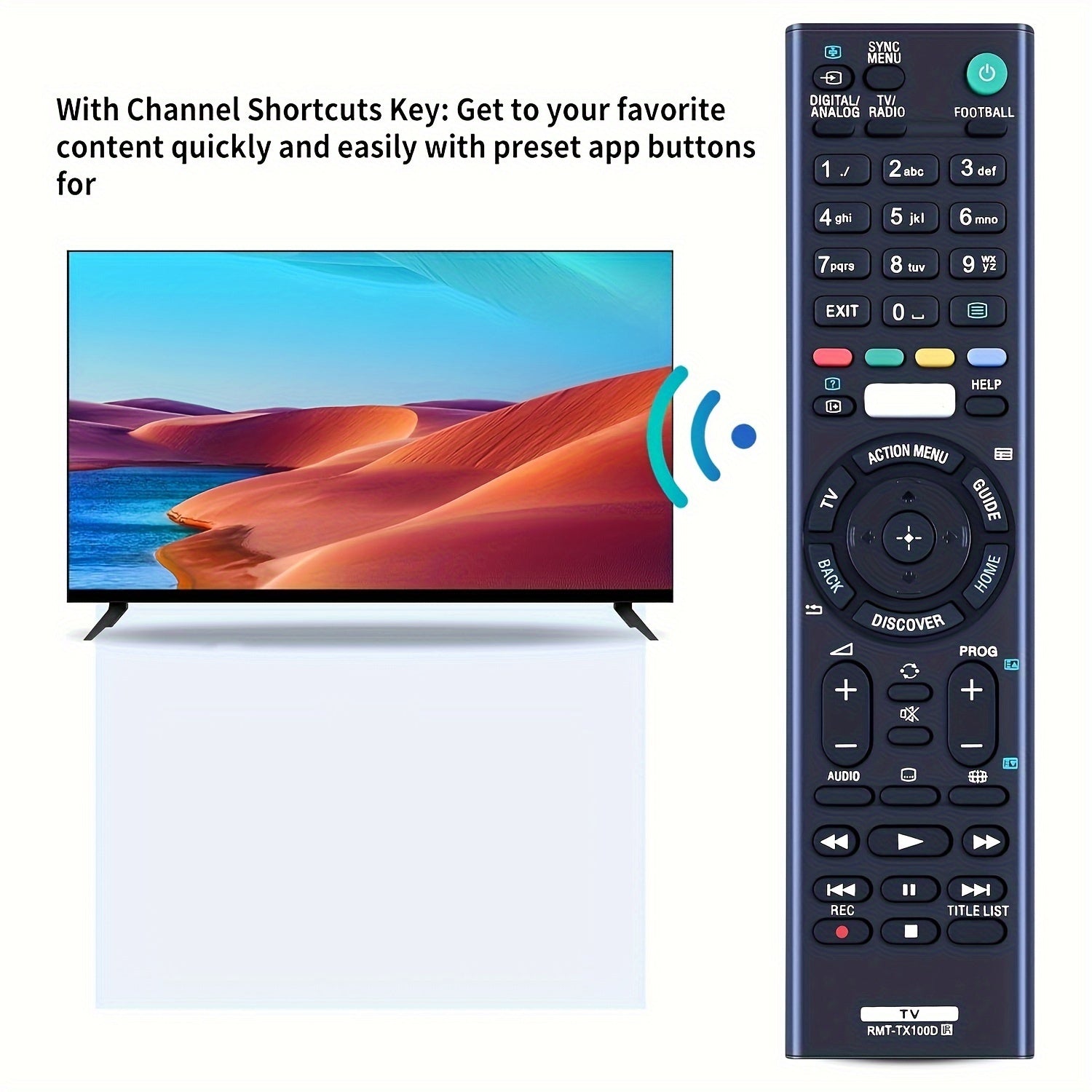 Control remoto de repuesto para televisor inteligente Sony Bravia infrarrojo con batería