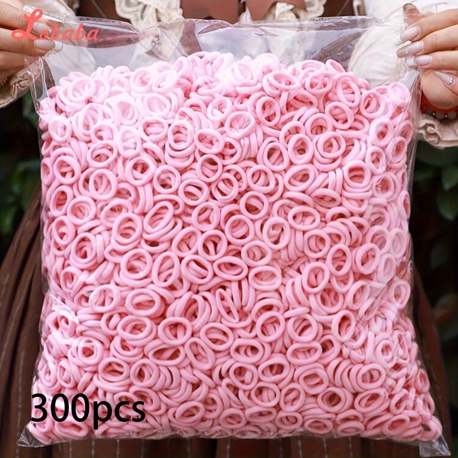 300PCS Elastic Hair Ties for Teens and Adults Seamless Rubber Bands in Mixed Colors