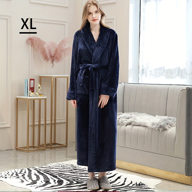 Unisex Flannel Bathrobe for Autumn Winter Cozy Nightwear Home