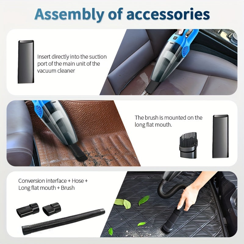 12V Car Vacuum Cleaner with Strong Suction Crevice Tool Kit for Interior Detailing
