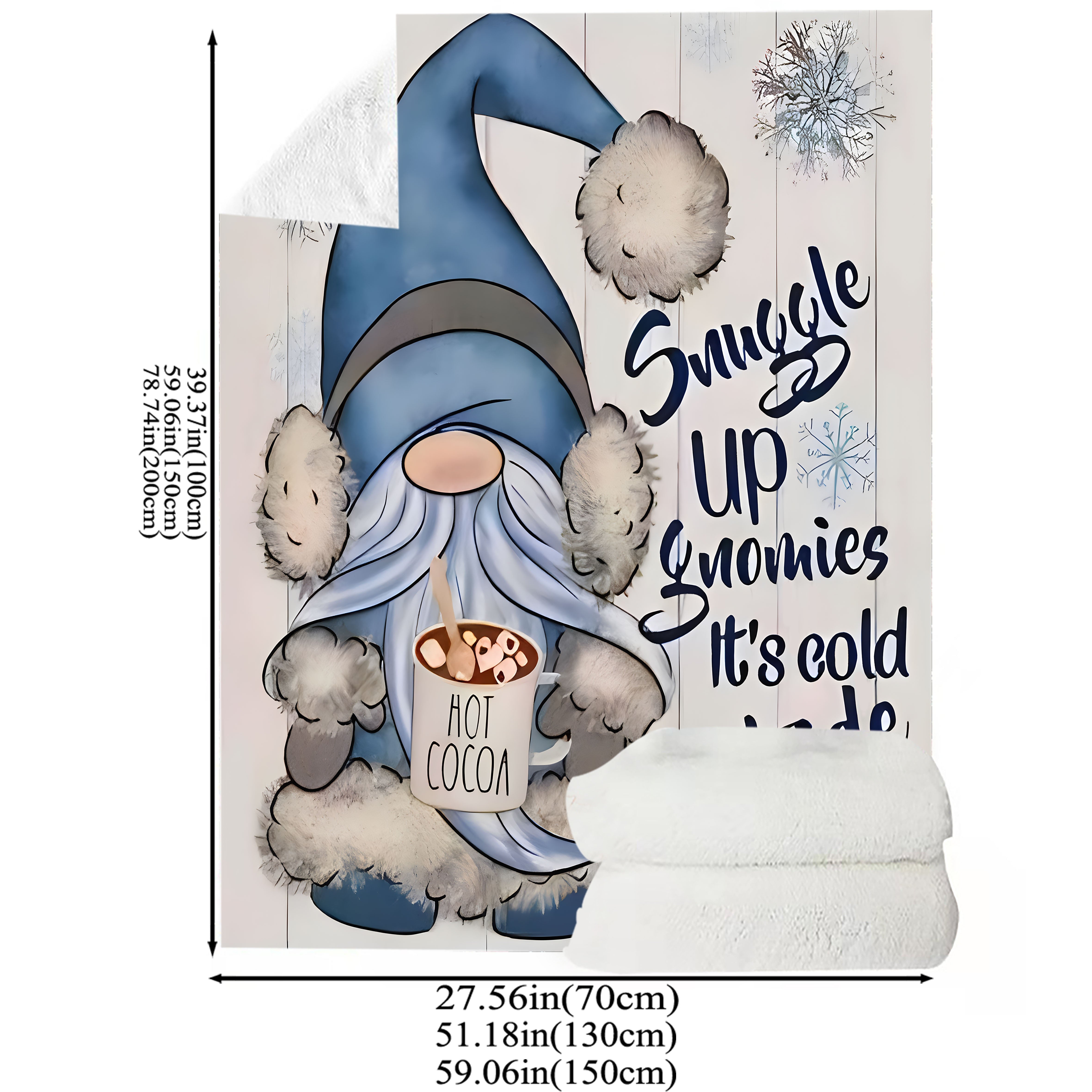 Cozy Christmas Gnome Santa Pattern Flannel Blanket Stain-Resistant Machine Washable