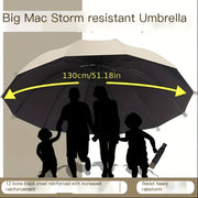 UV, shamol va suv o'tkazmaydigan himoya bilan ko'p funksiyali katta soyabon. Oila uchun ideal bo'lgan qo'lda ochiladigan mustahkam 12 ta qirrali dizayn.