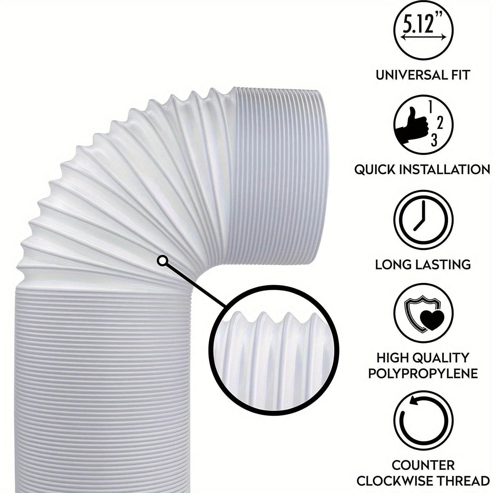 1.5m Extendable AC Vent Hose Universal Fit Portable Air Conditioner Exhaust Durable