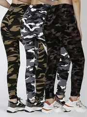 Women's Camouflage Leggings Three-Piece Set Lightweight Polyester Summer Casual
