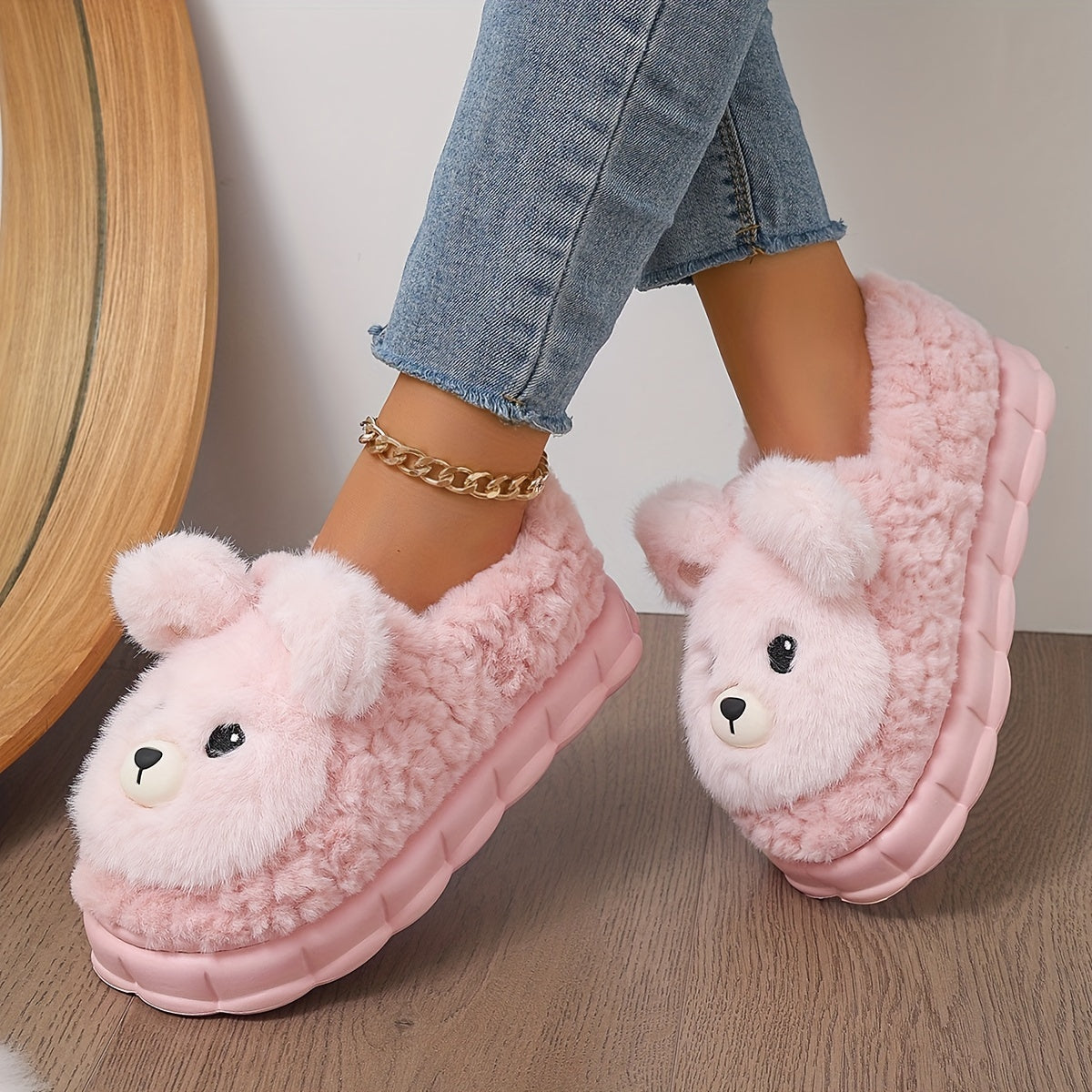 Women's Fleece-Lined Winter Shoes Non-Slip Indoor Cartoon Animal