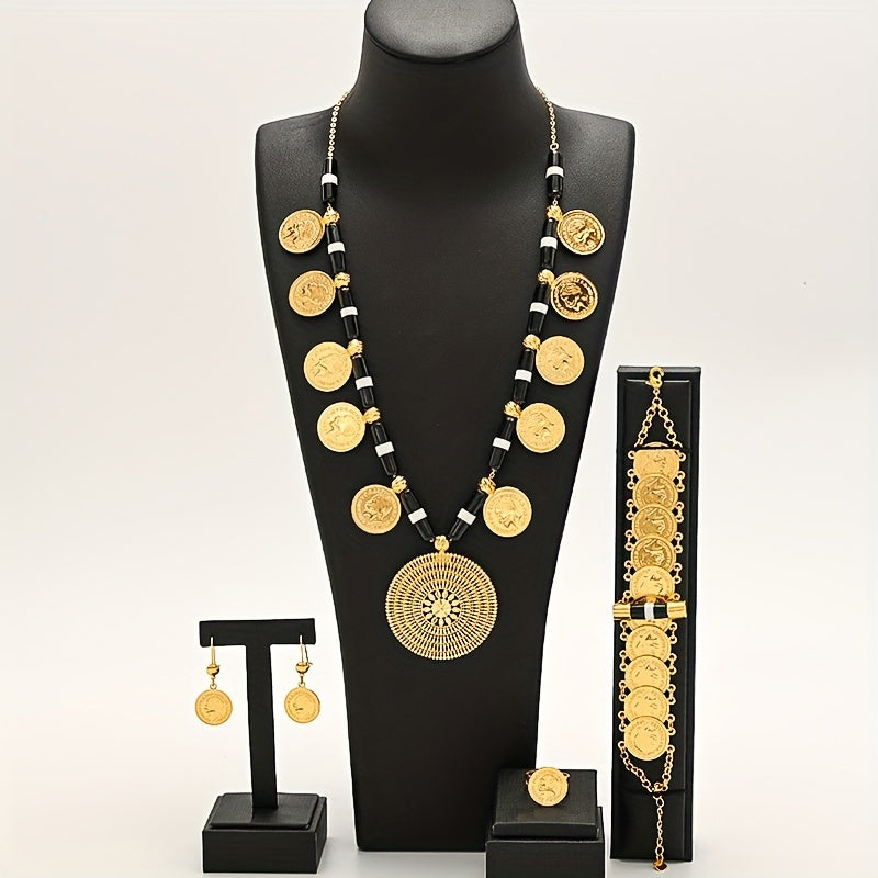 Bohemian Gold Tassel Jewelry Set for Women Necklace Earrings Ring Bracelet Wedding