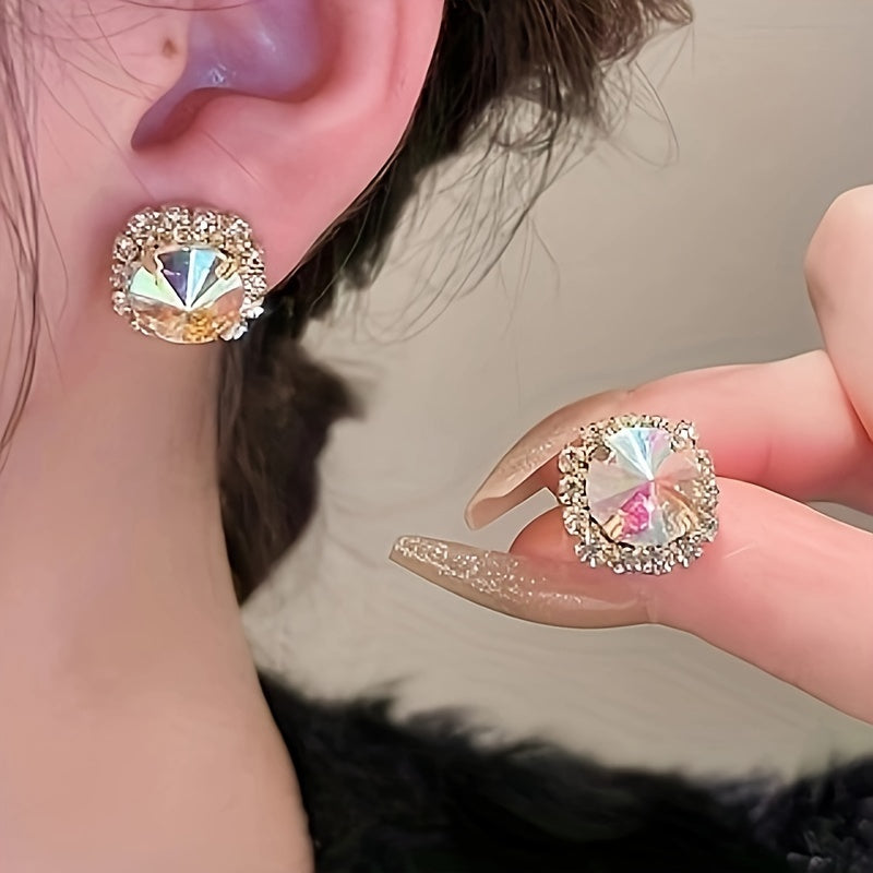 Sterling Silver and Crystal Jewelry Set for Women with Necklace and Stud Earrings