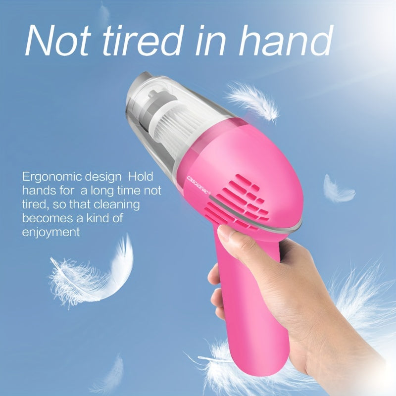 Pink Car Vacuum Cleaner Portable Handheld Wet Dry Pet Hair Suction